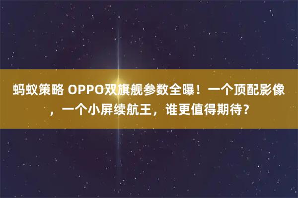 蚂蚁策略 OPPO双旗舰参数全曝！一个顶配影像，一个小屏续航王，谁更值得期待？